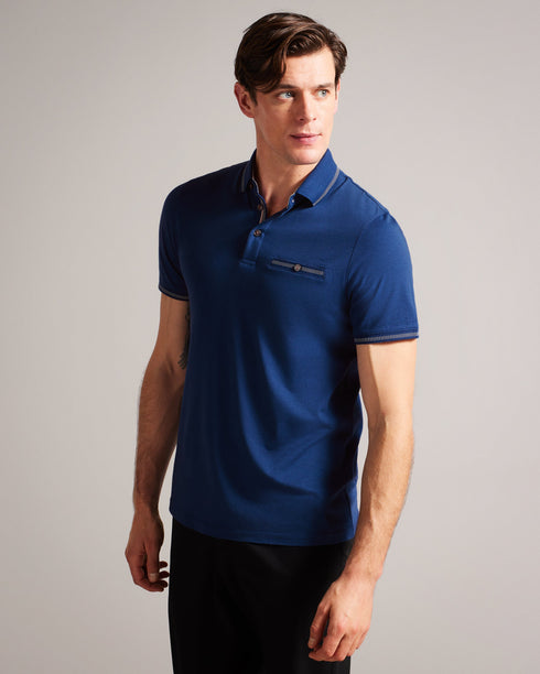 TORTILA-Tops-SS Polo with Birdseye Stripe Collar Detail- Ted Baker Romania