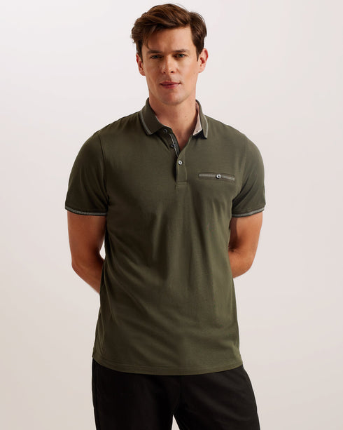 TORTILA-Tops-SS Polo with Birdseye Stripe Collar Detail- Ted Baker Romania