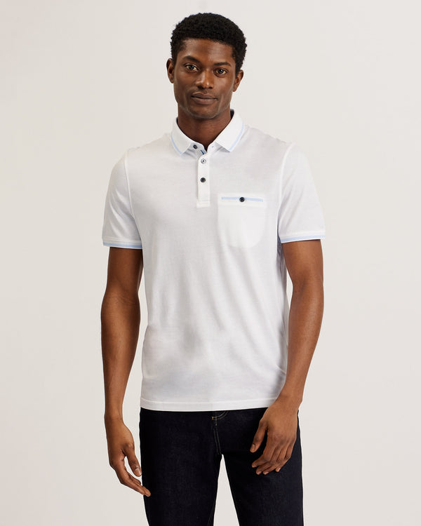 TORTILA-Tops-SS Polo with Birdseye Stripe Collar Detail- Ted Baker Romania