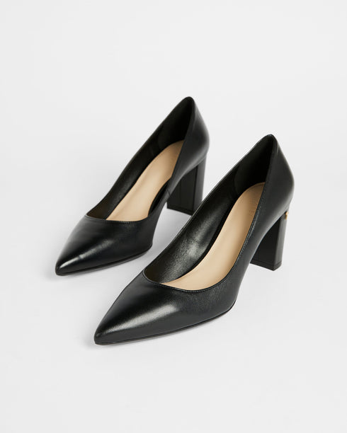 SAVANAL-Shoes-Leather 70mm Block Heel Court Shoe- Ted Baker Romania