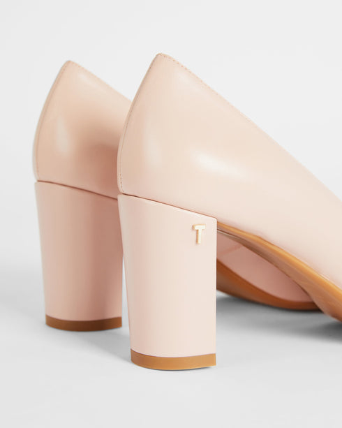SAVANAL-Shoes-Leather 70mm Block Heel Court Shoe- Ted Baker Romania