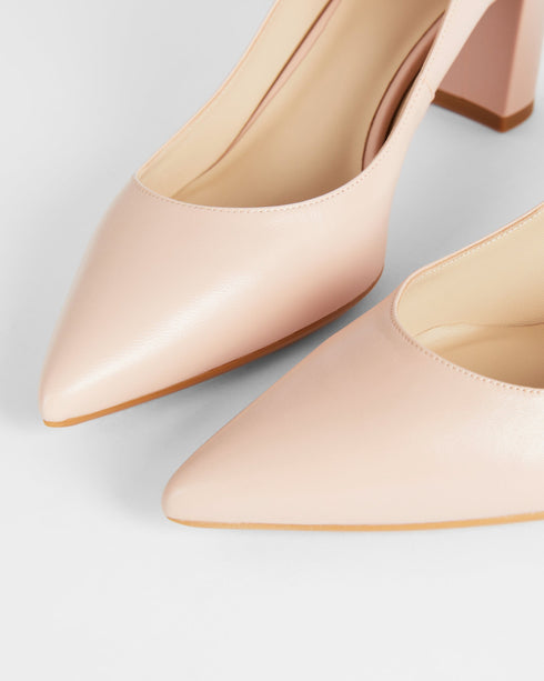 SAVANAL-Shoes-Leather 70mm Block Heel Court Shoe- Ted Baker Romania