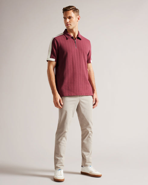 ABLOOM-Tops-The classic polo gets a fresh update with ABLOOM's textured knit, for an elevated casual look you can wear all weekend long. A classic collar, short sleeves and modern zip placket are sure to impress at the office party.The fabric of this product contains 80% organic cotton. Organic cotton has a proven lower environmental impact than conventional cotton, as it reduces water usage, greenhouse gas emissions, and eliminates the use of harmful chemicals in the farming process. Polo shirt Textured kn