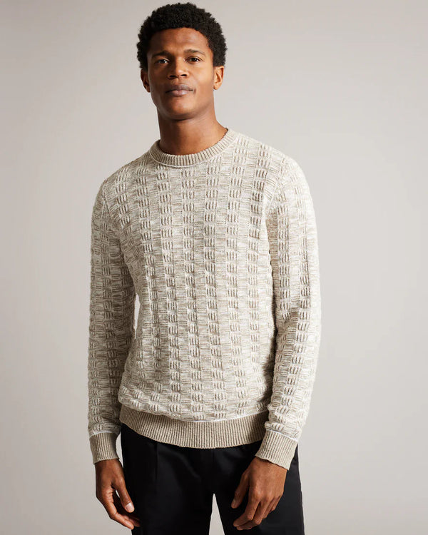 KRISKRO-Knitwear-Ls Regular Textured Crew Neck- Ted Baker Romania