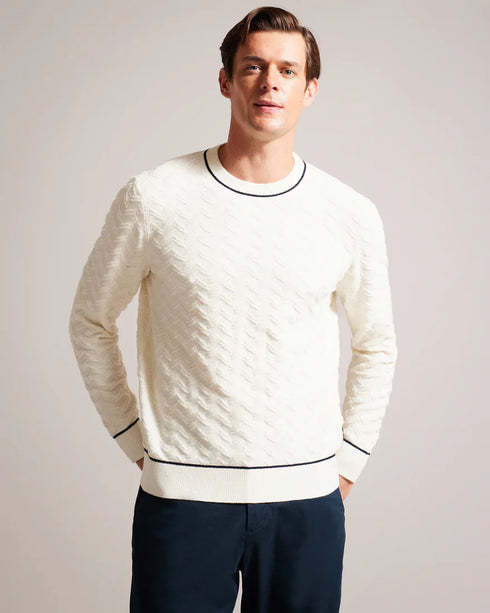 SEPAL-Knitwear-LS Regular Textured Crew Neck- Ted Baker Romania