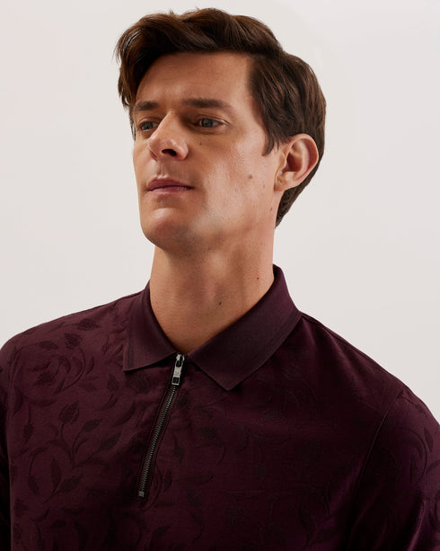 POLENN-Tops-SS Regular Textured Zip Polo- Ted Baker Romania