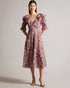 CHIONNE-Dresses-V Neck Ruffle Midi Dress With Lace Detail- Ted Baker Romania