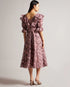 CHIONNE-Dresses-V Neck Ruffle Midi Dress With Lace Detail- Ted Baker Romania