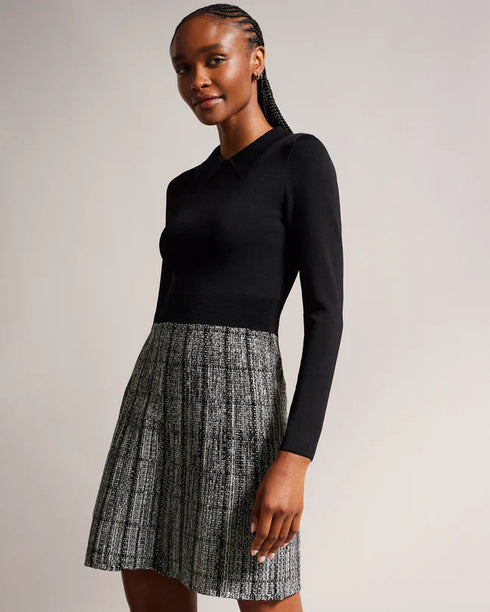 LEANNO-Dresses-Long Sleeve Mock Detail Dress- Ted Baker Romania