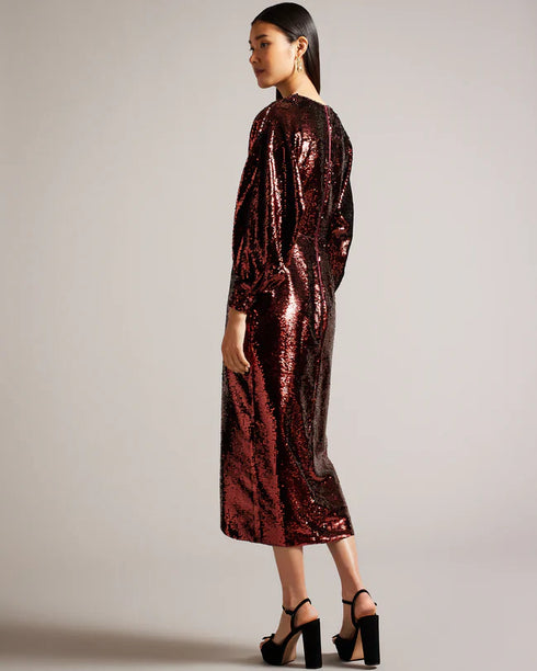 EMALEEE-Dresses-Plunge Neck Sequin Midi Dress- Ted Baker Romania