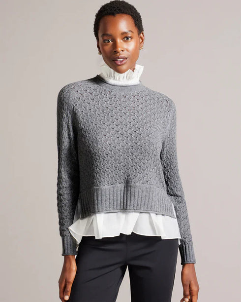 HOLINA-Knitwear-Knit Sweater With Mockable Shirt- Ted Baker Romania
