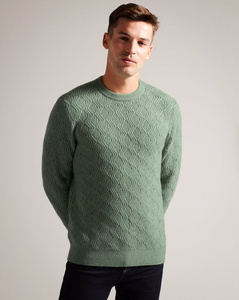 ATCHET-Knitwear-Wrap up in style with our ATCHET cable knit jumper. Crafted for both style and warmth, this classic piece is perfect for chilly days. Jumper Wool blend Cable knit Crew neck Long sleeves- Ted Baker Romania