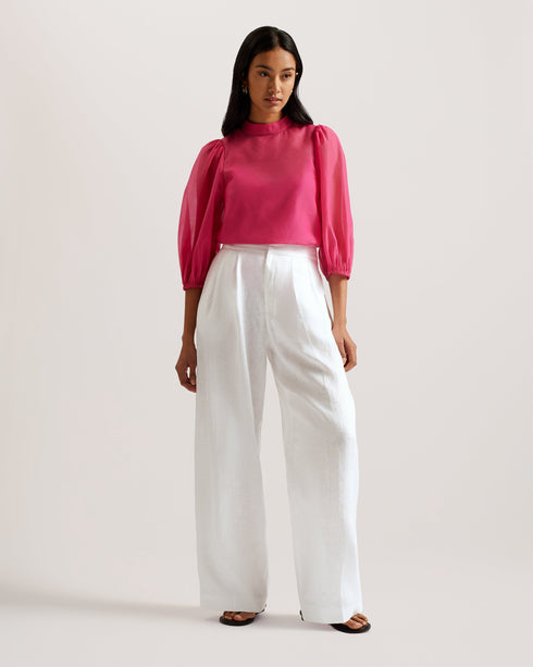 LUCIHH-Trousers-Linen Wide Leg Linen Trouser- Ted Baker Romania