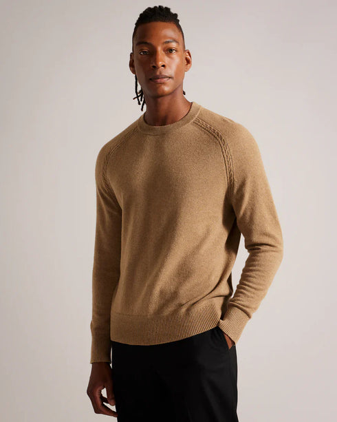 GLANT-Knitwear-Ls Cashmere Cable T Crew Neck- Ted Baker Romania