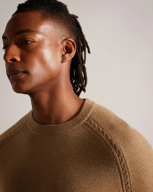 GLANT-Knitwear-Ls Cashmere Cable T Crew Neck- Ted Baker Romania