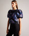OLLIIEY-Tops-Jacquard Cropped Top With Puff Sleeves- Ted Baker Romania