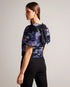 OLLIIEY-Tops-Jacquard Cropped Top With Puff Sleeves- Ted Baker Romania