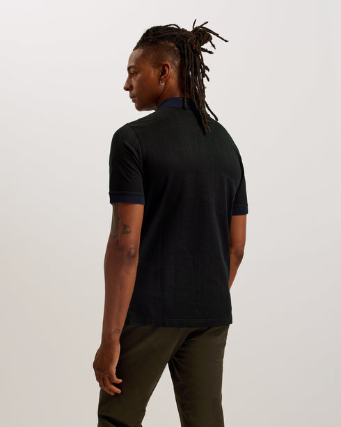 ARNIVAL-Tops-SS Regular Textured Zip Polo- Ted Baker Romania