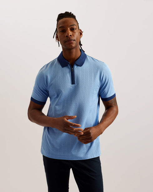 ARNIVAL-Tops-SS Regular Textured Zip Polo- Ted Baker Romania