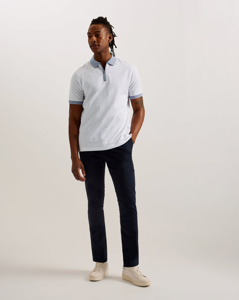 ARNIVAL-Tops-SS Regular Textured Zip Polo- Ted Baker Romania