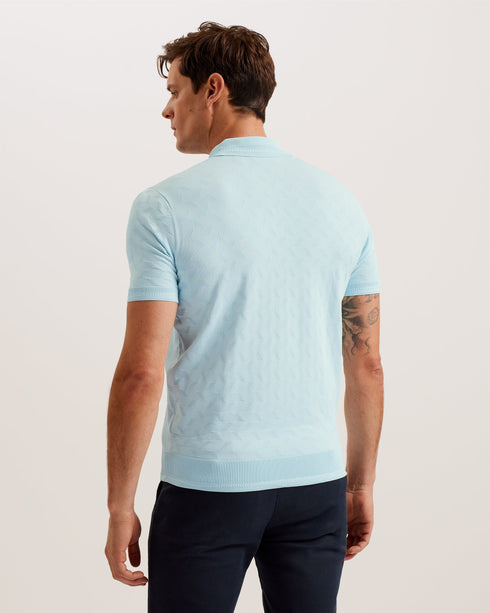 PALTON-Knitwear-Elevate your casual looks with the PALTON polo shirt. The textured knit material and zip placket bring a modern feel, whilst the classic collar and short sleeves keep that smart polo style. Whether paired with denim or tailored trousers, it's sure to make you look sleek. Polo shirt Textured knit Zip placket Classic collar Short sleeves Regular fit Ribbed patterned trims Lewis is 6'2" / 1.88m and wears Black in a Ted size 3- Ted Baker Romania