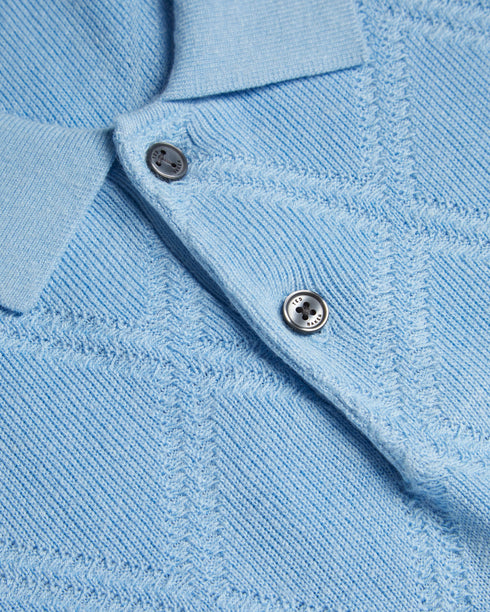 VENTAR-Knitwear-When a t-shirt just won't cut it, there's VENTAR. This knitted polo shirt features a diamond stitch pattern for subtle texture, and it's made with a linen blend material to keep it lightweight. The classic collar and button placket bring that trademark polo style for a staple that's a little bit smarter. Polo shirt Diamond pattern knit Linen blend Classic collar Button placket with T shape stitch Ribbed trims Ty is 6'1" / 1.86m and wears Bright Orange in a Ted size 3- Ted Baker Romania