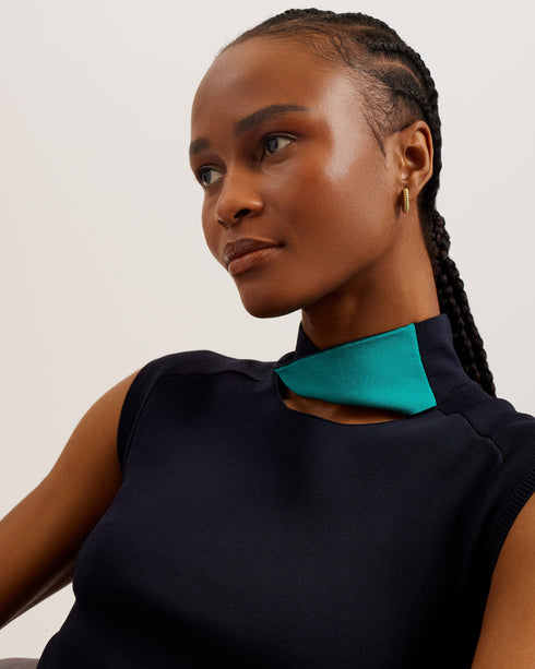 HISAKO-Dresses-Sleeveless Waterfall Ruffle Midi Dress- Ted Baker Romania