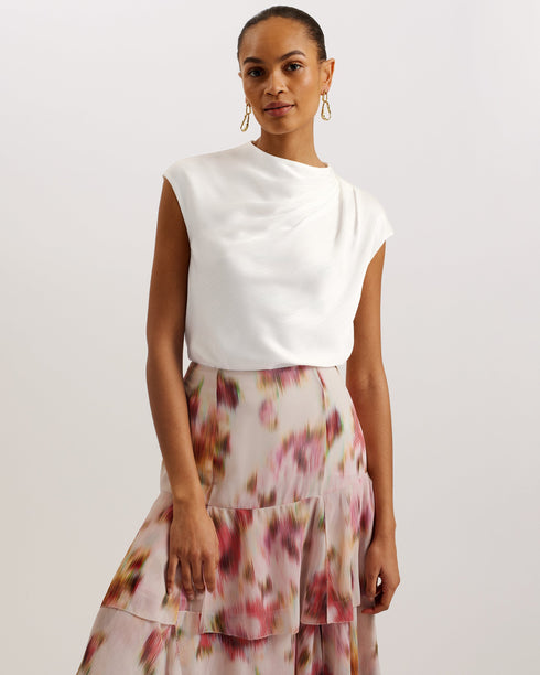 MISRINA-Tops-Draped Neck Woven Top- Ted Baker Romania