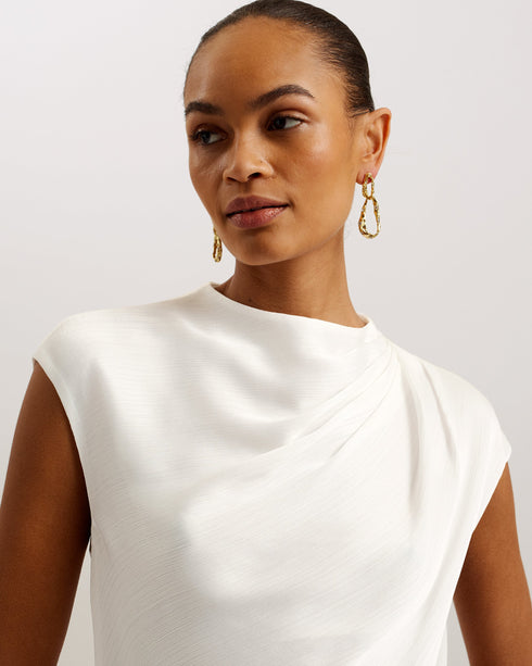 MISRINA-Tops-Draped Neck Woven Top- Ted Baker Romania