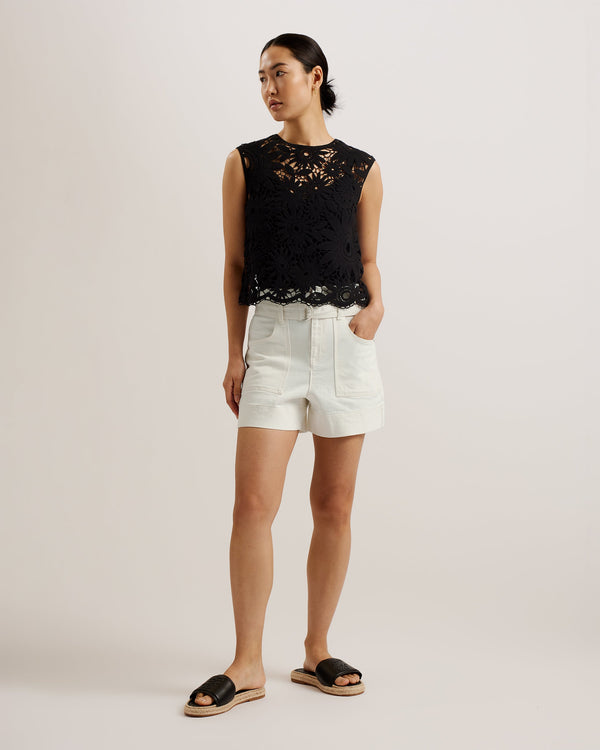 SELDA-Trousers-Self Tie High Waisted Short- Ted Baker Romania