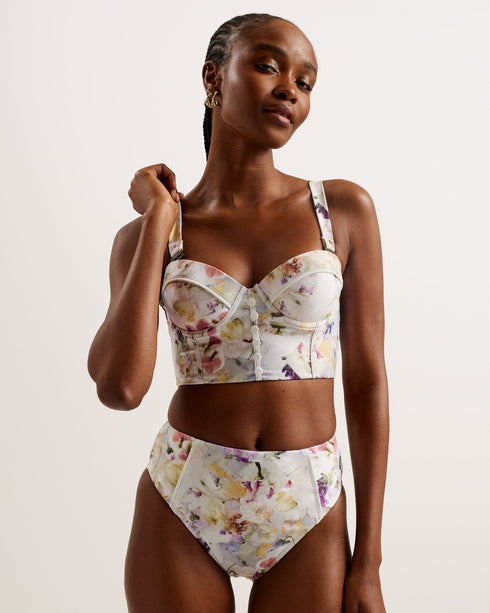 OVELINA-Swimwear-It's all in the details: Bikini bottoms High waisted All-over pressed floral print Panel detail Engraved logo plaque Fully lined Stretch finish Lydia is 5'10" / 1.77m and wears a Ted size 1 Please note, this item is only returnable if the hygiene strip is still in place- Ted Baker Romania
