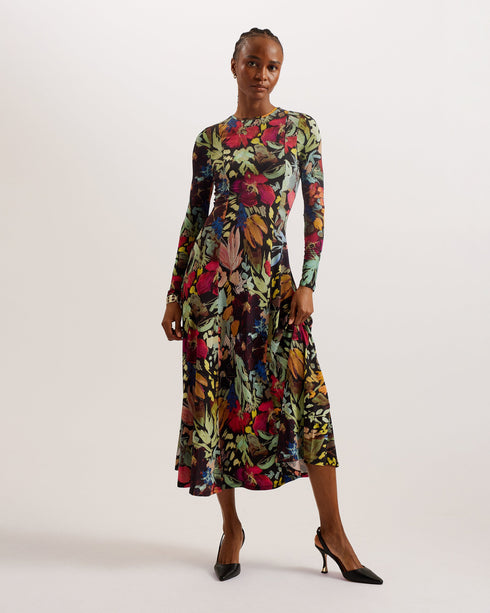 ALEXANN-Dresses-Printed Long Sleeved Dress- Ted Baker Romania