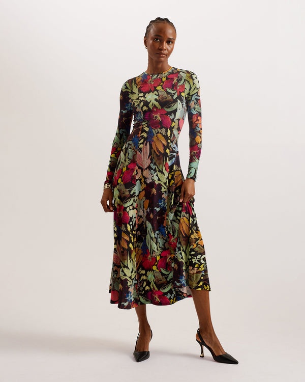 ALEXANN-Dresses-Printed Long Sleeved Dress- Ted Baker Romania