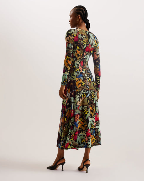 ALEXANN-Dresses-Printed Long Sleeved Dress- Ted Baker Romania