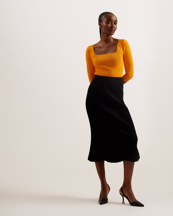 VALLRYY-Knitwear-Square Neck Fitted Knit Top- Ted Baker Romania