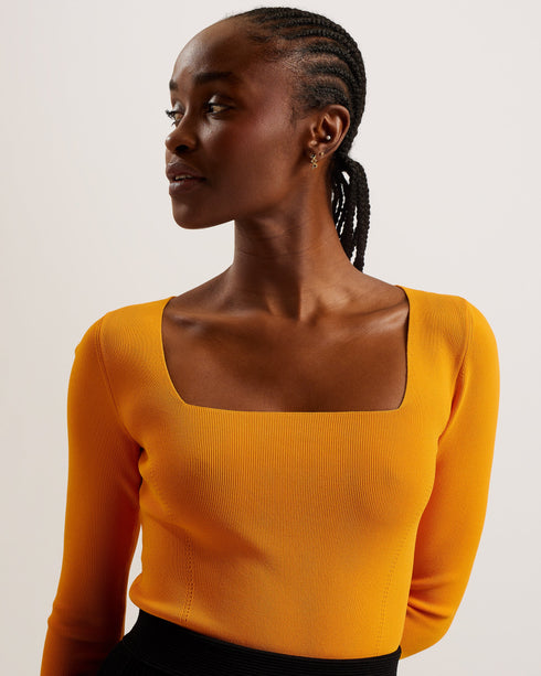 VALLRYY-Knitwear-Square Neck Fitted Knit Top- Ted Baker Romania