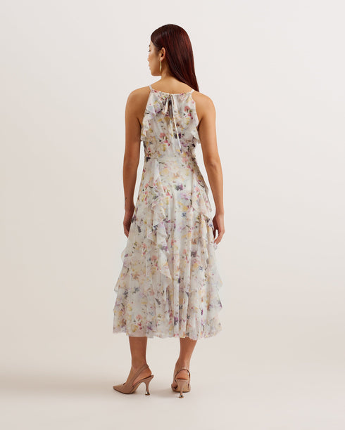 LAURIIN-Dresses-Halterneck Midi Dress With Ruffles- Ted Baker Romania