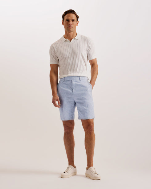 DAMASKS-Shorts-Slim Cotton Linen Short- Ted Baker Romania