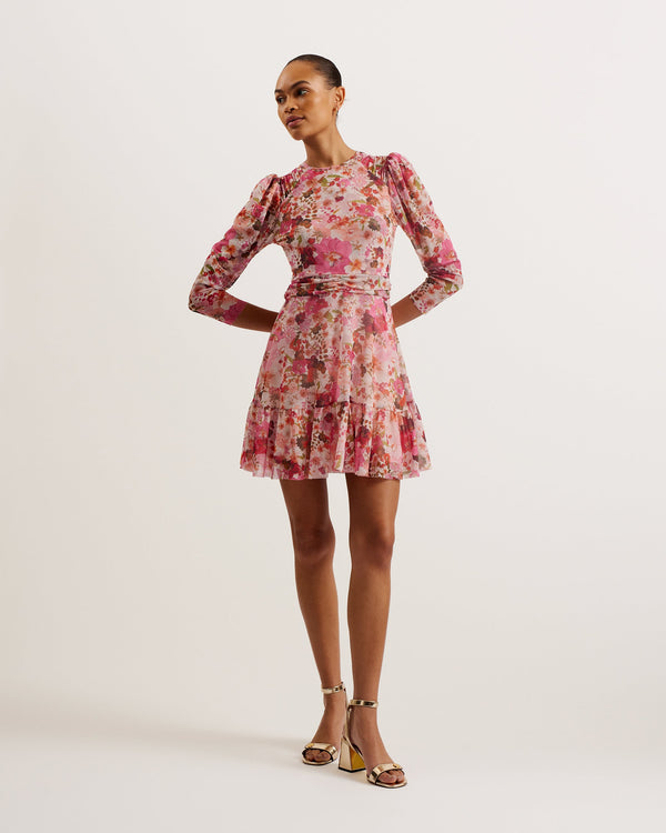 MILDRD-Dresses-Mesh Mini Dress With Shoulder Gathers- Ted Baker Romania