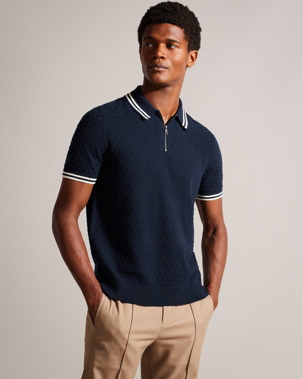 MAHANI-Knitwear-SS Regular T Stitched Half-Zip Polo- Ted Baker Romania