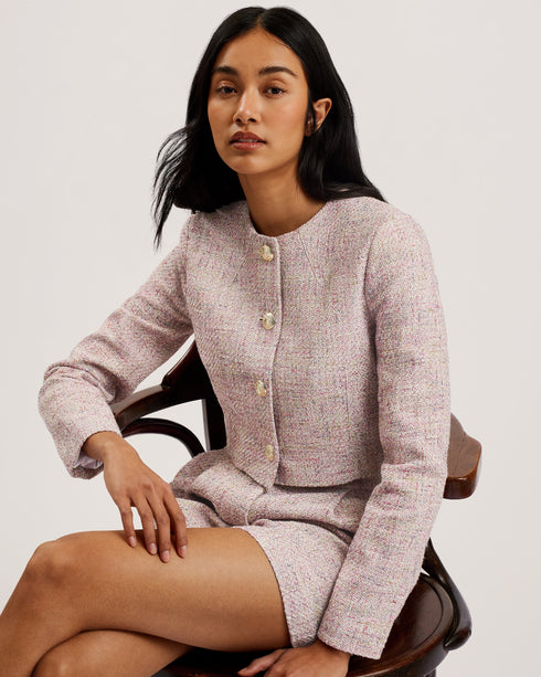 CONSTA-Tailoring-Tailored Fitted Boucle Cropped Jacket- Ted Baker Romania