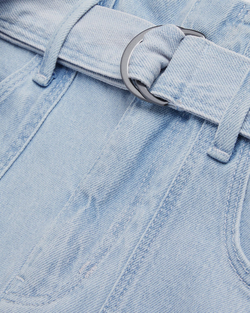 ANCHI-Denim-High Waisted Denim Shorts with Belt- Ted Baker Romania