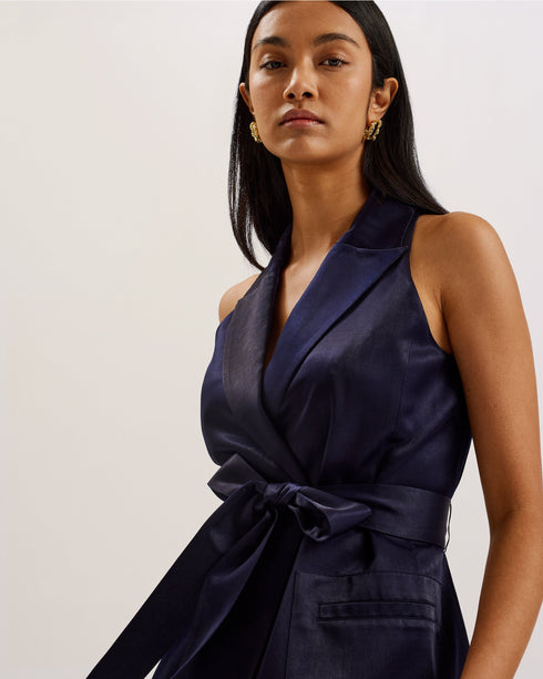 TEERU-Tailoring-Tailored Satin Longline Waistcoat with Belt- Ted Baker Romania