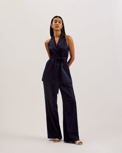 TEERU-Tailoring-Tailored Satin Longline Waistcoat with Belt- Ted Baker Romania