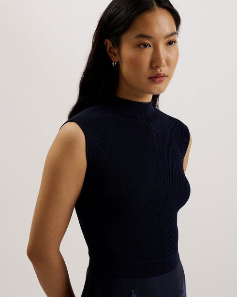 VALAIS-Dresses-Knitted Bodice Woven Skirt Printed Dress- Ted Baker Romania