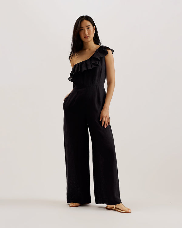 FUJI-Trousers-Ruffle One Shoulder Jumpsuit- Ted Baker Romania