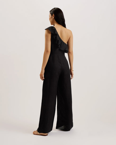 FUJI-Trousers-Ruffle One Shoulder Jumpsuit- Ted Baker Romania