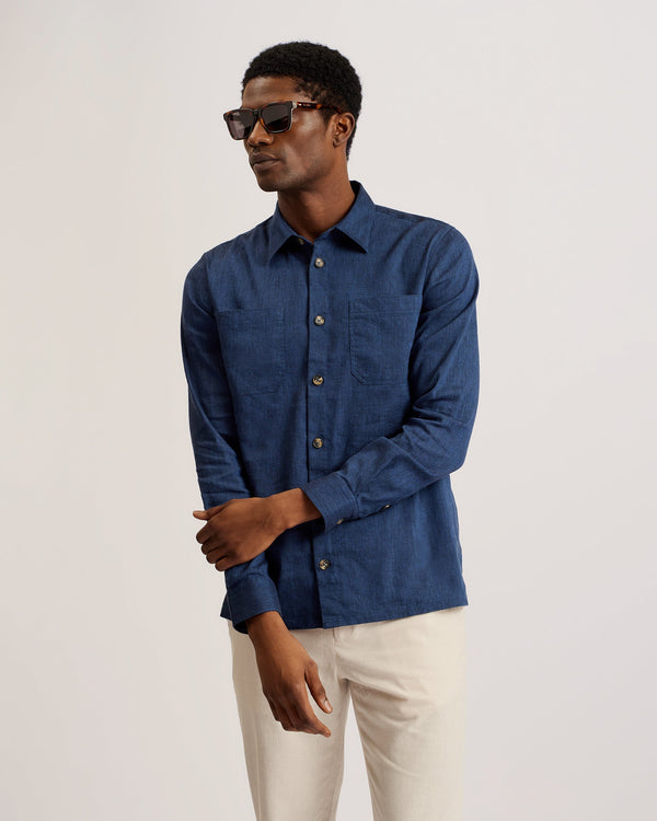 IIO-Shirts-LS Stretch Linen Shirt- Ted Baker Romania