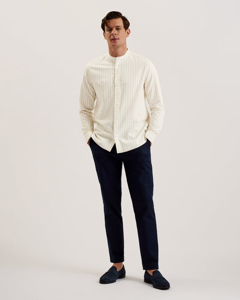BASTIUN-Shirts-LS Relaxed Grandad Collar Shirt- Ted Baker Romania