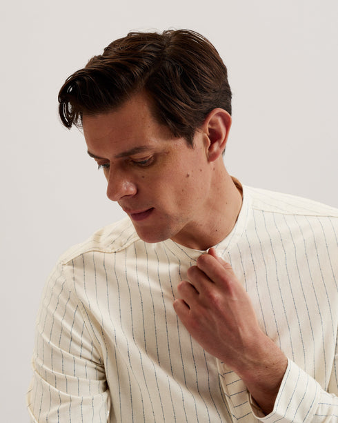 BASTIUN-Shirts-LS Relaxed Grandad Collar Shirt- Ted Baker Romania